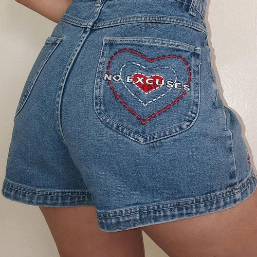 Boogzel Apparel No Excuses Embroidery Denim Shorts
