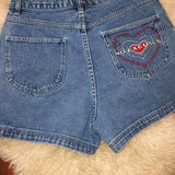 Boogzel Apparel No Excuses Embroidery Denim Shorts, view 3
