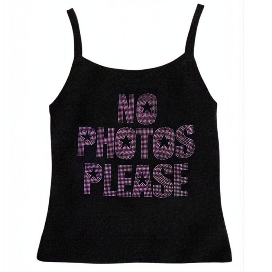 Boogzel Apparel No Photos Please Rhinestone Skinny Tank