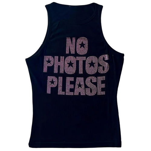 Boogzel Apparel No Photos Please Rhinestone Tank Top