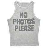Boogzel Apparel No Photos Please Rhinestone Tank Top, view 3