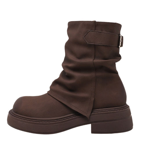 Boogzel Apparel Normandy Countryside Brown Platform Calf Boots