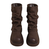 Boogzel Apparel Normandy Countryside Brown Platform Calf Boots, view 2