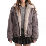 Boogzel Apparel Not Your Babydoll Fur Trim Bomber Jacket, view 2
