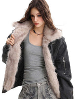 Boogzel Apparel Not Your Babydoll Fur Trim Bomber Jacket, view 3