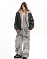 Boogzel Apparel Not Your Babydoll Fur Trim Bomber Jacket, view 6