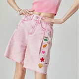 Boogzel Apparel Ocean Embroidered Denim Shorts, view 2