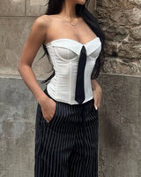 Boogzel Apparel Office Siren Tie Corset Top, view 3