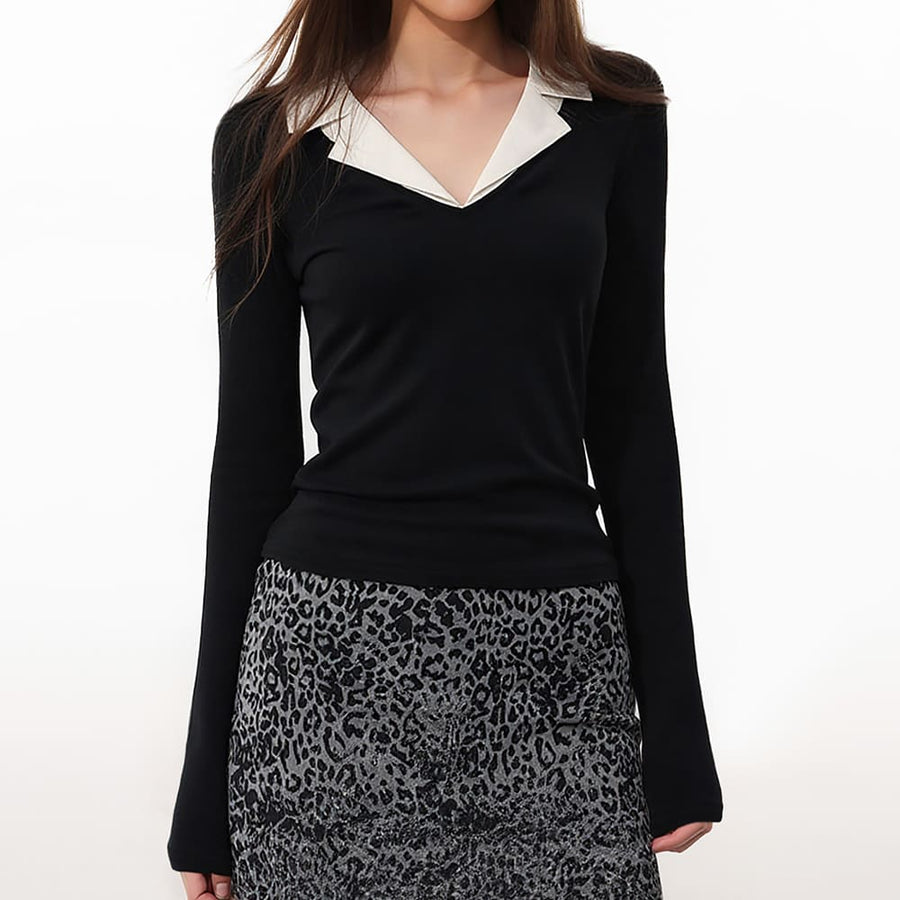 Boogzel Apparel Office Siren V-Neck Long Sleeve Top