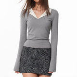 Boogzel Apparel Office Siren V-Neck Long Sleeve Top, view 2