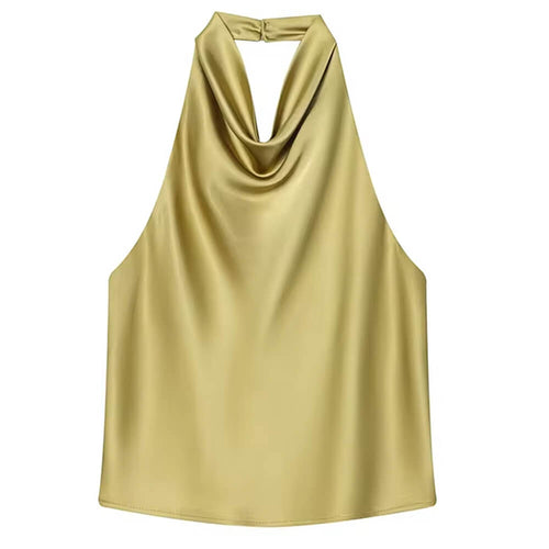 Boogzel Apparel Old Money Satin Halter Top