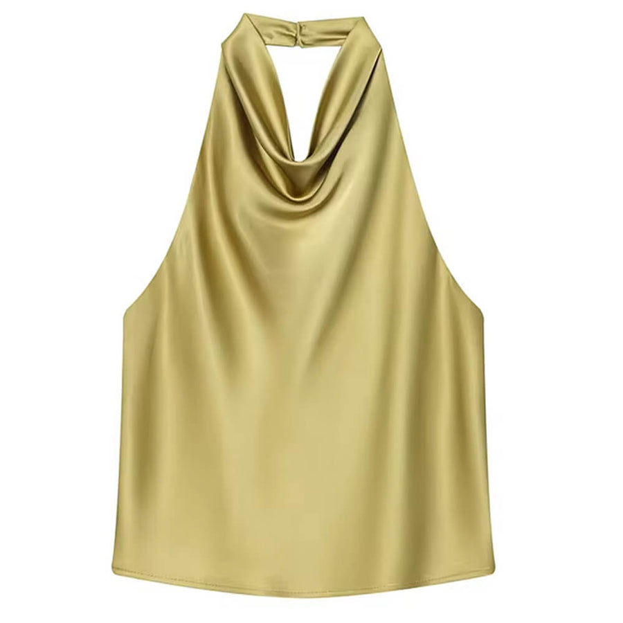 Boogzel Apparel Old Money Satin Halter Top