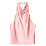 Boogzel Apparel Old Money Satin Halter Top, view 3