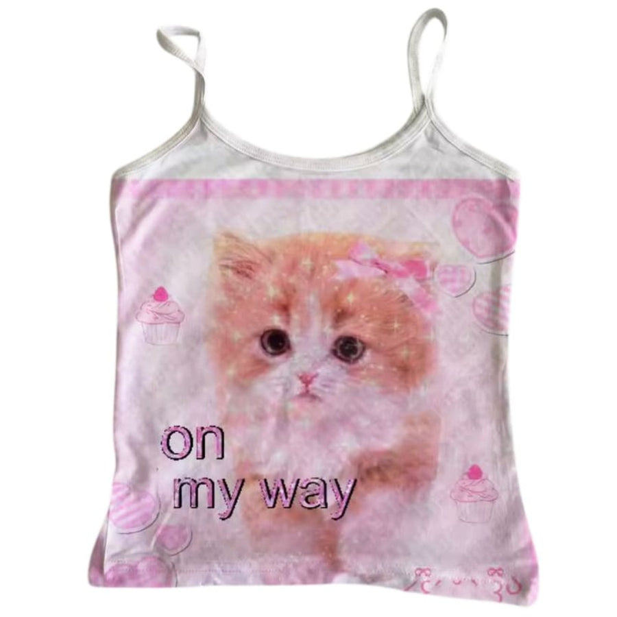 Boogzel Apparel On My Way Kitten Y2K Tank Top