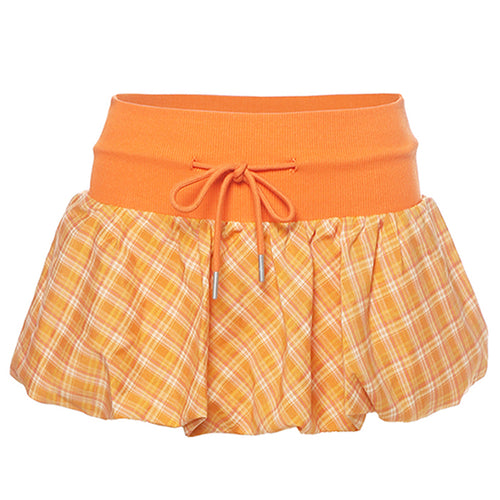 Boogzel Apparel Orange Checkered Bubble Skirt