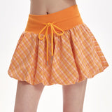 Boogzel Apparel Orange Checkered Bubble Skirt, view 3
