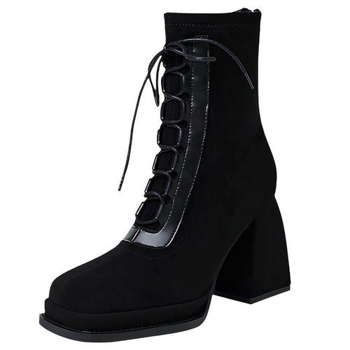 Boogzel Apparel Outta Town Square Toe Lace Up Boots