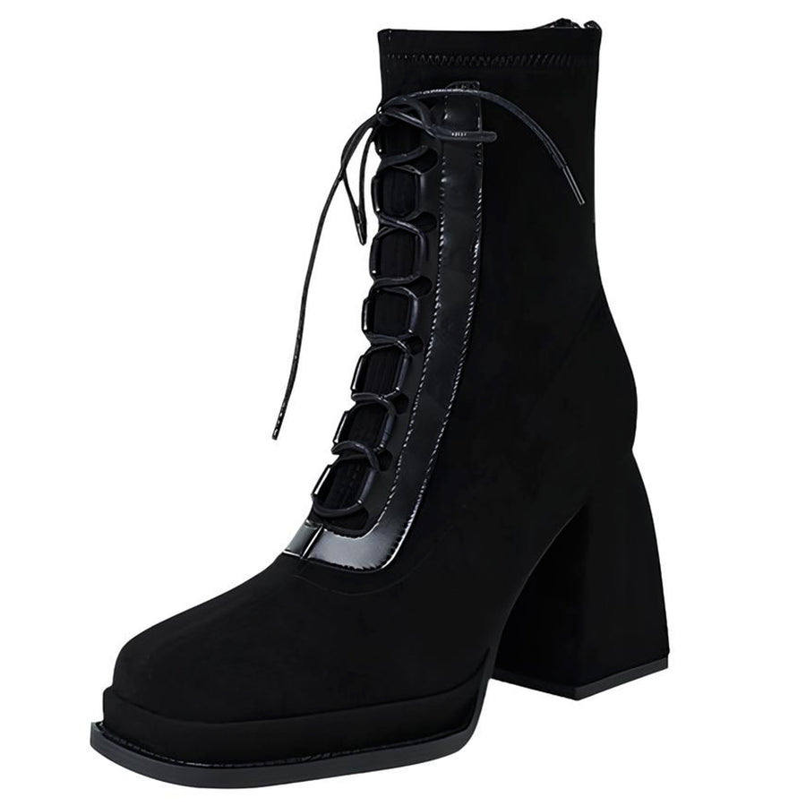 Boogzel Apparel Outta Town Square Toe Lace Up Boots