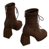 Boogzel Apparel Outta Town Square Toe Lace Up Boots, view 4