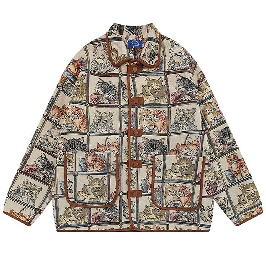 Boogzel Apparel Oversized Cat Print Jacket