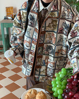 Boogzel Apparel Oversized Cat Print Jacket, view 5
