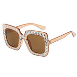 Boogzel Apparel Oversized Square Rhinestone Sunglasses, view 2