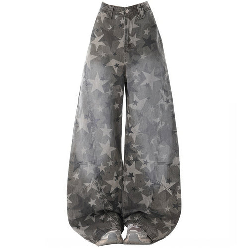 Boogzel Apparel Oversized Star Pattern Wide Leg Jeans