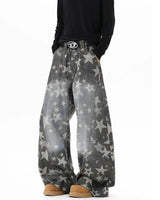Boogzel Apparel Oversized Star Pattern Wide Leg Jeans, view 2