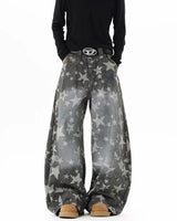 Boogzel Apparel Oversized Star Pattern Wide Leg Jeans, view 3