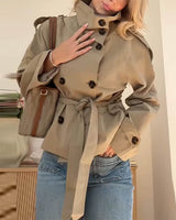 Boogzel Apparel Paparazzi Ready Khaki Belted Trench, view 4