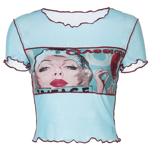 Boogzel Apparel Paris Girl Mesh Y2K Baby Tee