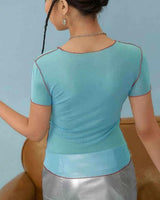 Boogzel Apparel Paris Girl Mesh Y2K Baby Tee, view 3