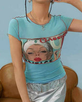 Boogzel Apparel Paris Girl Mesh Y2K Baby Tee, view 4