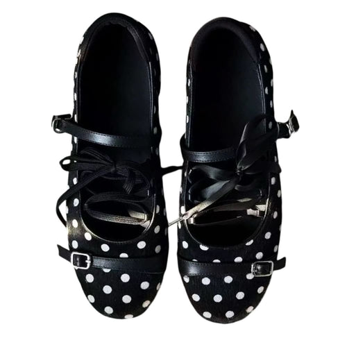 Boogzel Apparel Paris Stories Polka Dot Lace Ballet Flats