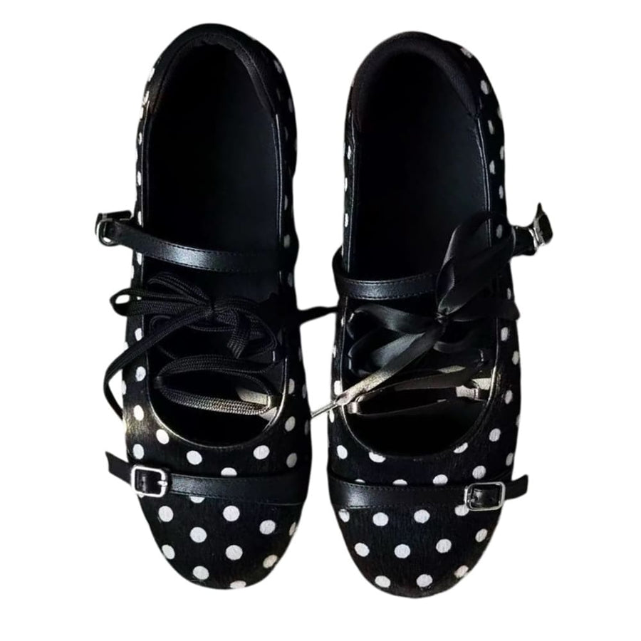 Boogzel Apparel Paris Stories Polka Dot Lace Ballet Flats