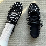 Boogzel Apparel Paris Stories Polka Dot Lace Ballet Flats, view 3