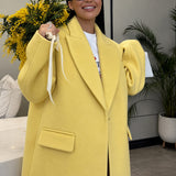 Boogzel Apparel Parisian Girl Yellow Maxi Coat, view 3