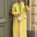Boogzel Apparel Parisian Girl Yellow Maxi Coat, view 4