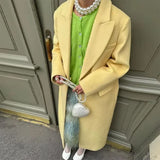 Boogzel Apparel Parisian Girl Yellow Maxi Coat, view 6