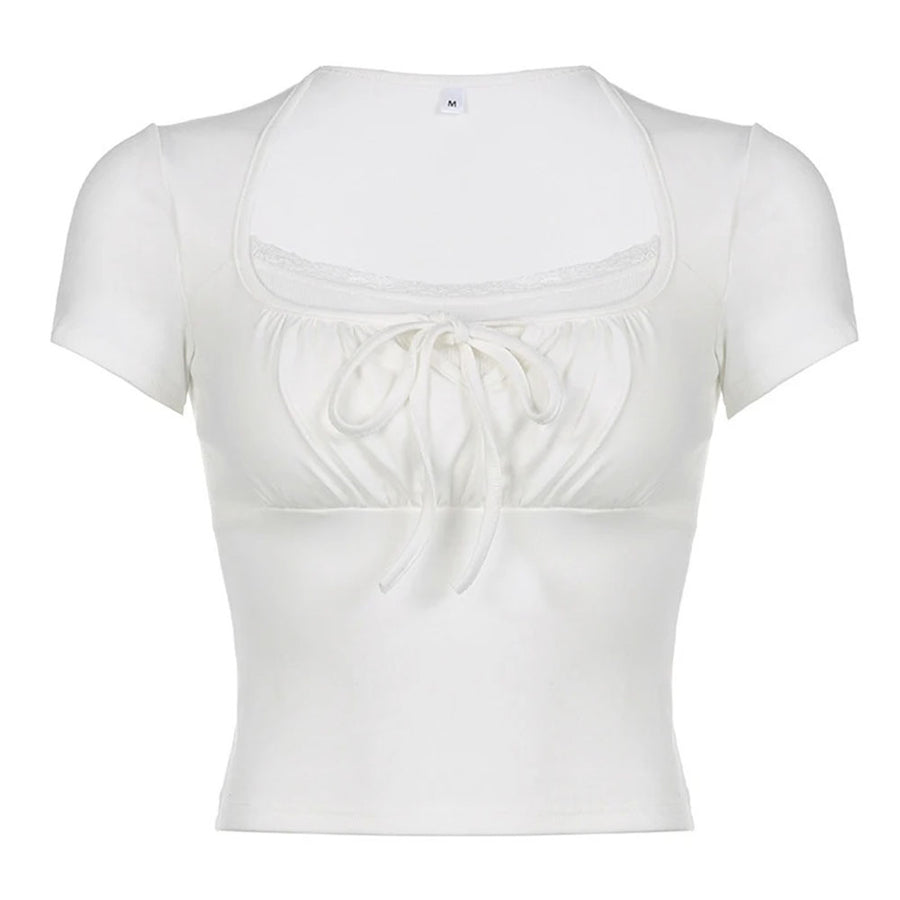 Boogzel Apparel Parisian Lace Ruched Crop Top