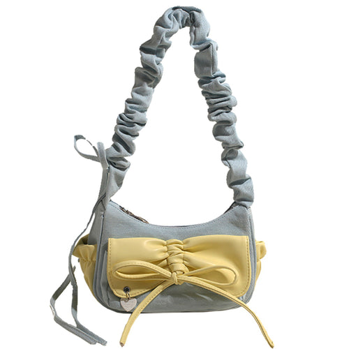 Boogzel Apparel Pastel Bow Ruched Shoulder Bag