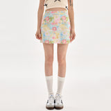 Boogzel Apparel Pastel Brushstroke Floral Mini Skirt, view 2