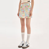 Boogzel Apparel Pastel Brushstroke Floral Mini Skirt, view 3