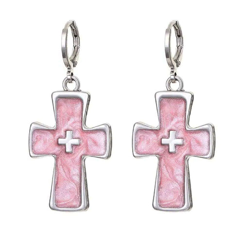 Boogzel Apparel Pastel Goth Cross Earrings