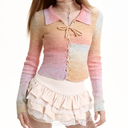 Boogzel Apparel Pastel Rainbow Knit Top