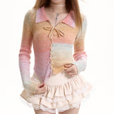 Boogzel Apparel Pastel Rainbow Knit Top, view 3