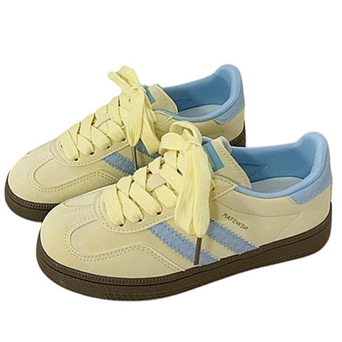 Boogzel Apparel Pastel Yellow & Blue Stripe Sneakers