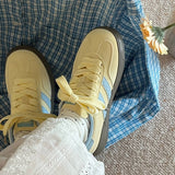 Boogzel Apparel Pastel Yellow & Blue Stripe Sneakers, view 4