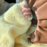 Boogzel Apparel Pastel Yellow Fuzzy Cardigan, view 4