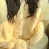 Boogzel Apparel Pastel Yellow Fuzzy Cardigan, view 5